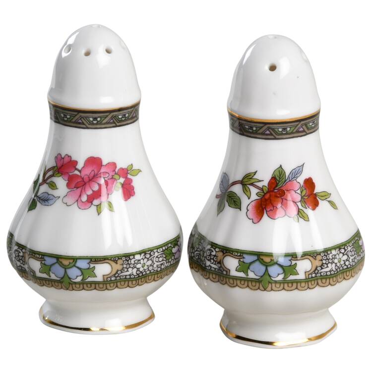 Tree of Kashmir (Gold Trim, Scalloped) Salt & Pepper Set