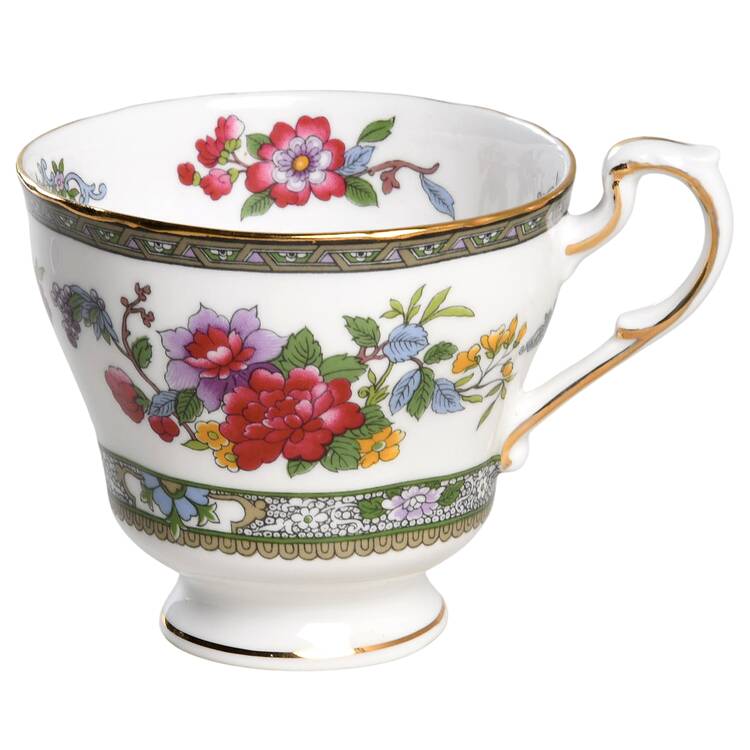 Tree of Kashmir (Gold Trim, Scalloped) Footed Cup