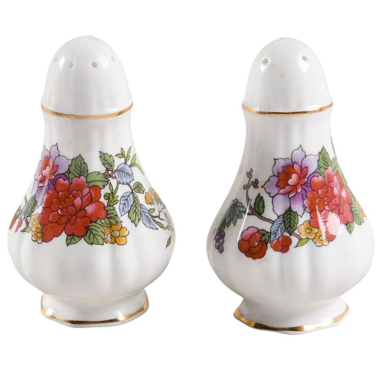 Tree of Kashmir (Gold Trim, Scalloped) Salt & Pepper Set