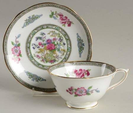Tree of Kashmir (Gold Trim, Scalloped) Footed Cup & Saucer Set