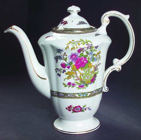 Tree of Kashmir (Gold Trim, Scalloped) Coffee Pot & Lid