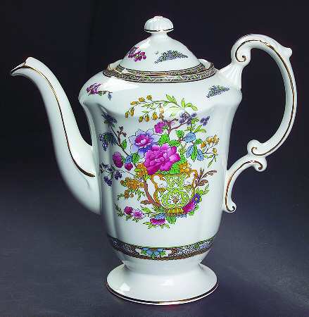 Tree of Kashmir (Gold Trim, Scalloped) Small Coffee Pot & Lid