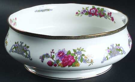 Tree of Kashmir (Gold Trim, Scalloped) 8" Round Vegetable Bowl