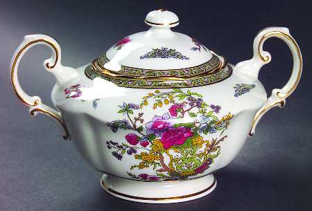 Tree of Kashmir (Gold Trim, Scalloped) Sugar Bowl & Lid