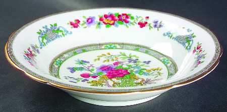 Tree of Kashmir (Gold Trim, Scalloped) 9" Round Vegetable Bowl