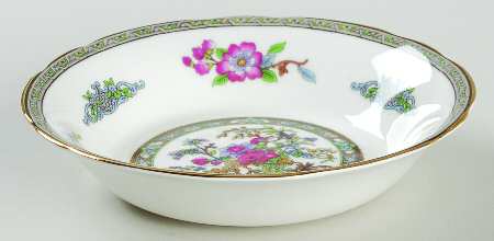 Tree of Kashmir (Gold Trim, Scalloped) Fruit/Dessert (Sauce) Bowl