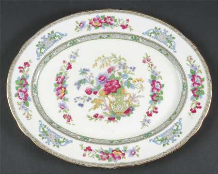 Tree of Kashmir (Gold Trim, Scalloped) 12" Oval Serving Platter