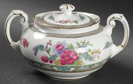 Tree of Kashmir (Gold Trim, Scalloped) Sugar Bowl & Lid