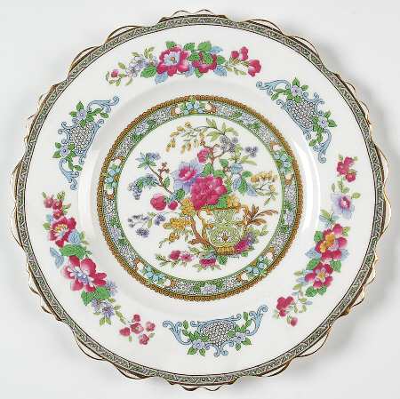 Tree of Kashmir (Gold Trim, Scalloped) Scalloped Luncheon Plate