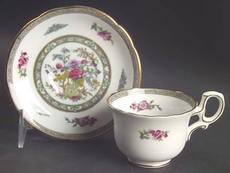 Tree of Kashmir (Gold Trim, Scalloped) Footed Demitasse Cup & Saucer Set
