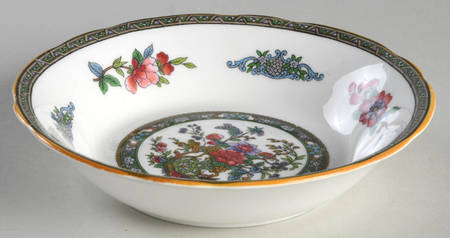 Tree of Kashmir (Mustard Trim, Scalloped) Fruit/Dessert (Sauce) Bowl