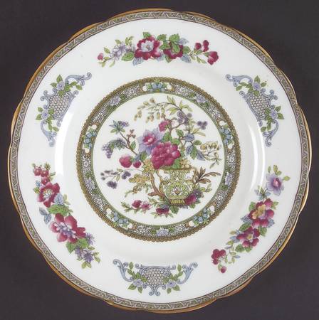 Tree of Kashmir (Mustard Trim, Scalloped) Salad Plate