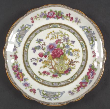 Tree of Kashmir (Mustard Trim, Scalloped) Coupe Salad Plate