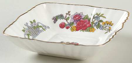 Tree of Kashmir (Gold Trim, Fluted) Small Square Sweet Meat Dish