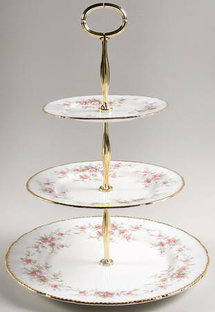 Victoriana Rose 13 7/8"-14 1/4" 3-Tiered Serving Tray(DP,SP,BB) HC