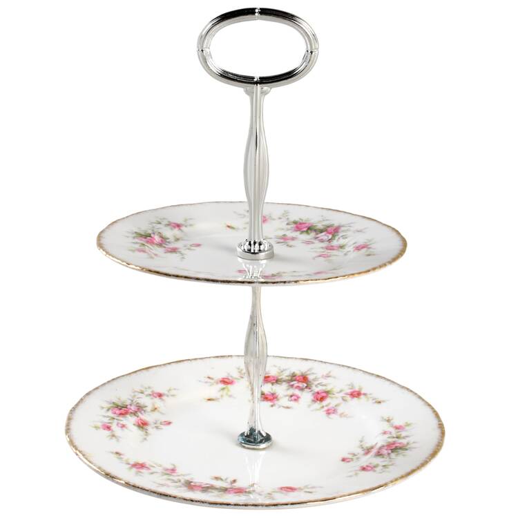 Victoriana Rose 2-Tiered Serving Tray (Salad & Bread/Butter Plate)