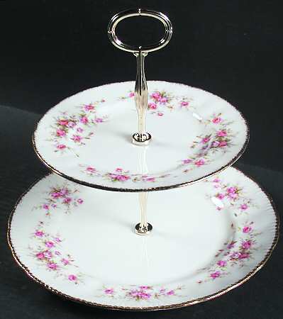 Victoriana Rose 6 5/8"-10"  2 Tiered Serving Tray (Dp, Sp) HC