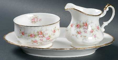 Victoriana Rose Mini Creamer & Open Sugar with Tray