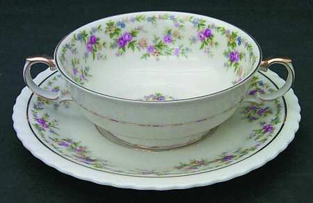 Chalfonte (Czech) Footed Cream Soup Bowl & Saucer Set