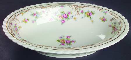 Garden Manor (Cream Background) 9" Oval Vegetable Bowl
