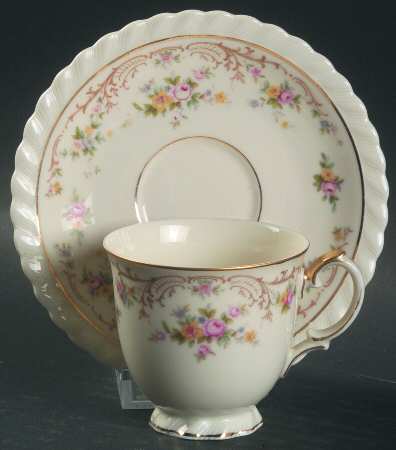 Garden Manor (Cream Background) Footed Demitasse Cup & Saucer Set