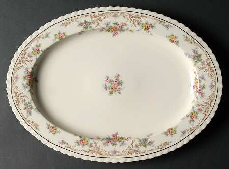Garden Manor (Cream Background) 15" Oval Serving Platter