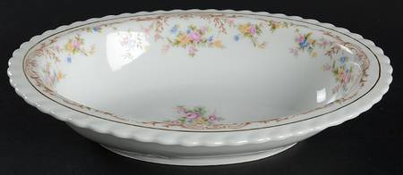 Garden Manor (White Background) 9" Oval Vegetable Bowl