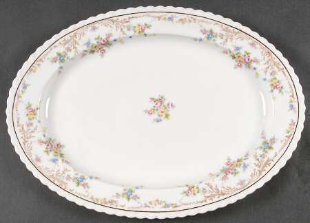 Garden Manor (White Background) 15" Oval Serving Platter