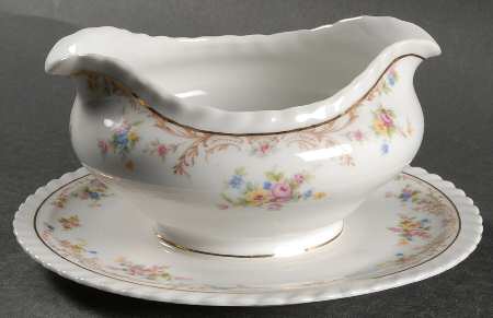 Garden Manor (White Background) Gravy Boat with Attached Underplate