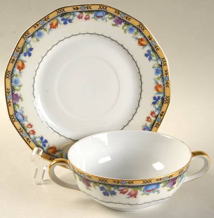 Newport (Cream & White) Flat Cream Soup Bowl & Saucer Set