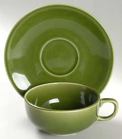 Greenbrier Dell (Dark) Green Flat Cup & Saucer Set