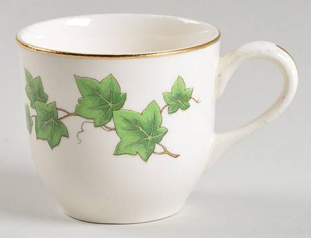 Ivy (Gold Trim On Edge) Flat Demitasse Cup & Saucer Set