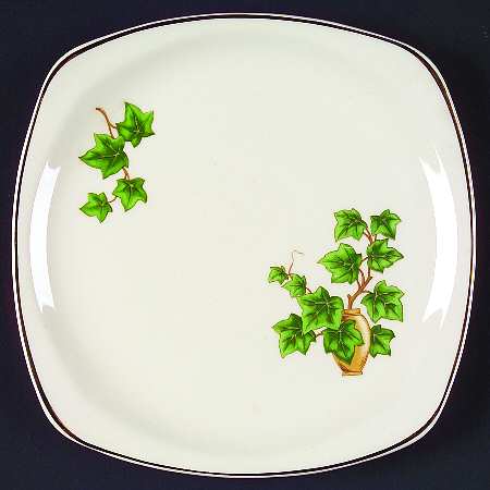 Ivy (Gold Trim On Edge) Square Salad Plate