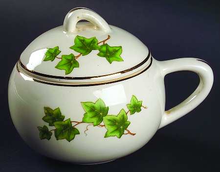 Ivy (Gold Trim On Edge) Sugar Bowl & Lid