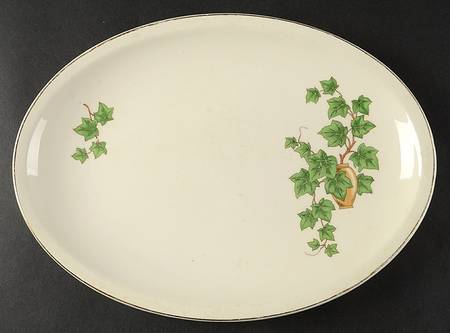 Ivy (Gold Trim On Edge) 11" Oval Serving Platter