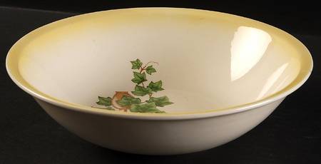 Ivy (Yellow Trim) 8" Round Vegetable Bowl