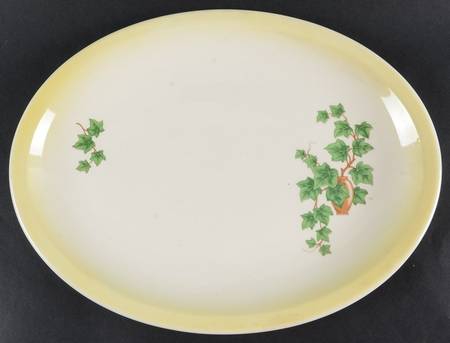 Ivy (Yellow Trim) 13" Oval Serving Platter