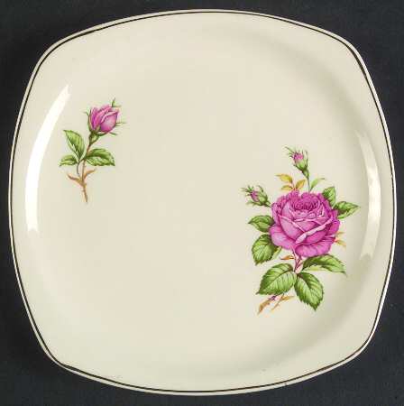 Red Rose Square Salad Plate