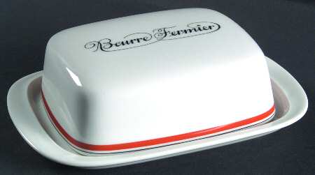 Bistrot Rust Orange Rectangular Covered Butter by Porcelaine d'Auteuil