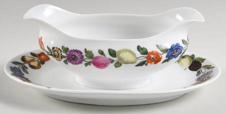 Les Quatre Saisons Gravy Boat with Attached Underplate by Porcelaine De Paris