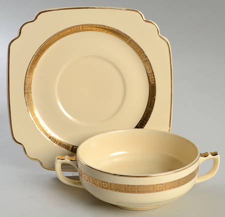 Royal Gold Footed Cream Soup Bowl & Saucer Set