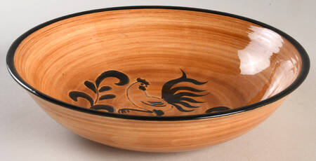Black Rooster 9" Round Vegetable Bowl