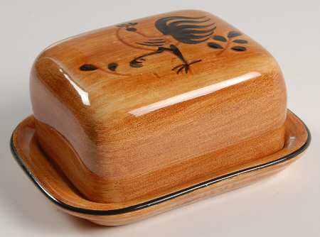 Black Rooster Square Covered Butter