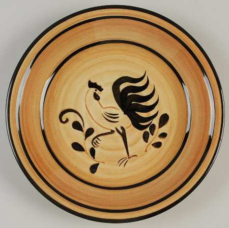 Black Rooster Pie Serving Plate