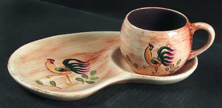 Red Rooster Snack Plate & Cup Set