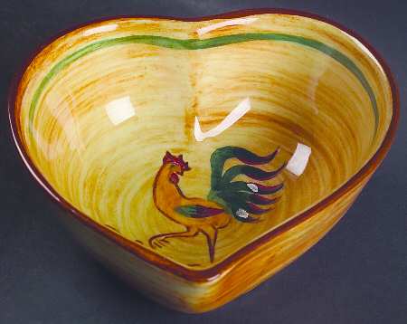 Red Rooster 6" Heart Shaped Bowl