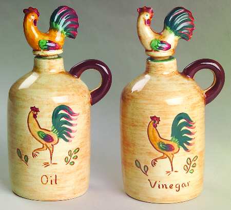 Red Rooster Vinegar and Oil Set with Stoppers