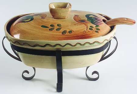 Red Rooster Tureen & Lid w/Ladle