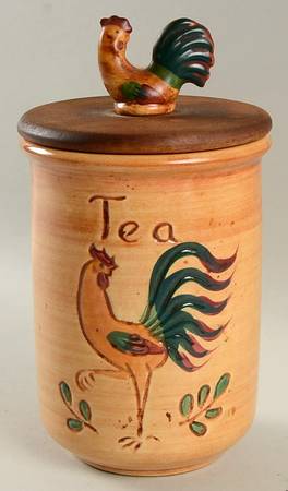Red Rooster Tea Canister & Wood Lid
