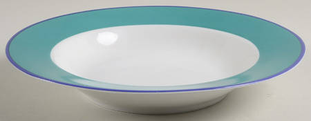 Two Tone (Green Rim) Large Rim Soup Bowl